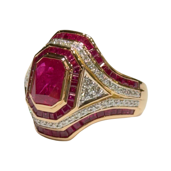 JR0260K - Ruby with Diamond Ring Set in 18K Rose Gold Setting
