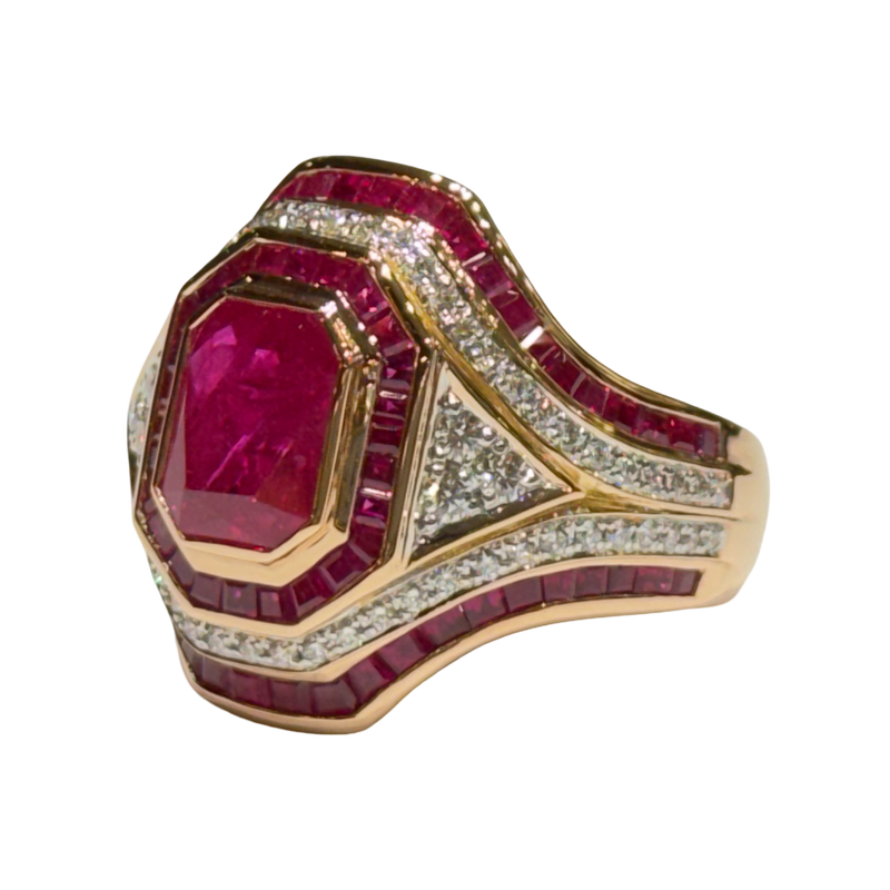 JR0260K - Ruby with Diamond Ring Set in 18K Rose Gold Setting