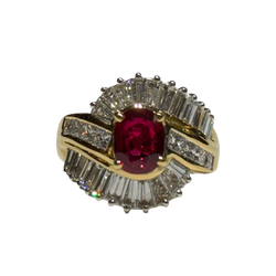 JR0261K - Burmese Pigeon’s Blood Ruby with Diamond Ring Set in 18K Gold Setting