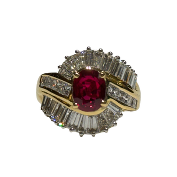 JR0261K - Burmese Pigeon’s Blood Ruby with Diamond Ring Set in 18K Gold Setting