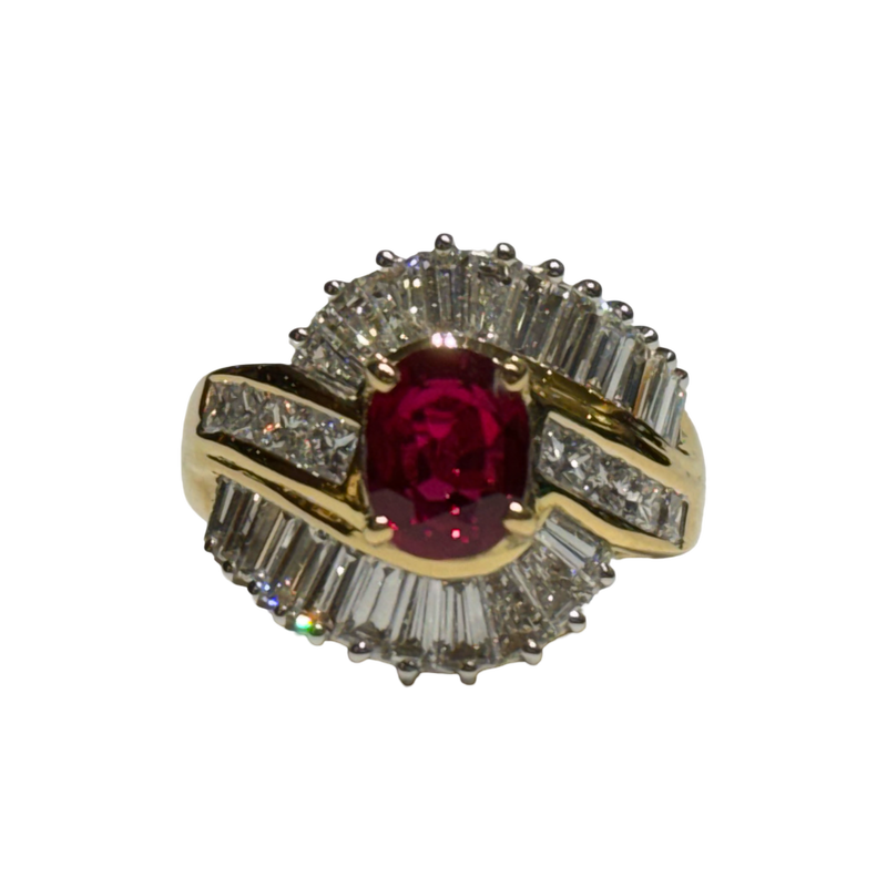 JR0261K - Burmese Pigeon’s Blood Ruby with Diamond Ring Set in 18K Gold Setting
