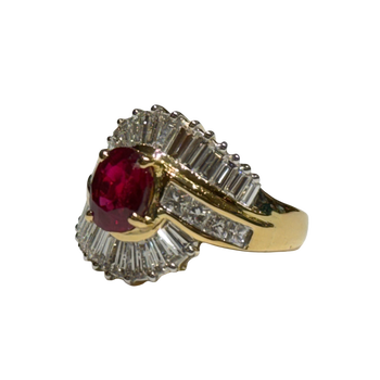 JR0261K - Burmese Pigeon’s Blood Ruby with Diamond Ring Set in 18K Gold Setting
