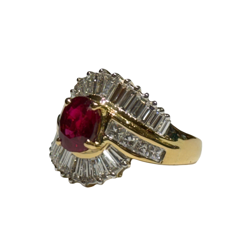 JR0261K - Burmese Pigeon’s Blood Ruby with Diamond Ring Set in 18K Gold Setting