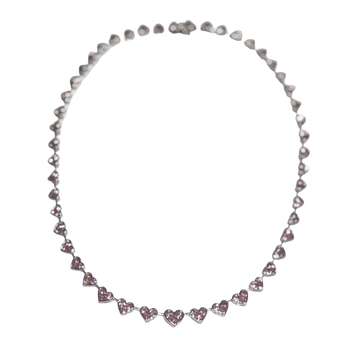 JN002/26 - Pink Sapphire Necklace Set in 14K White Gold Setting