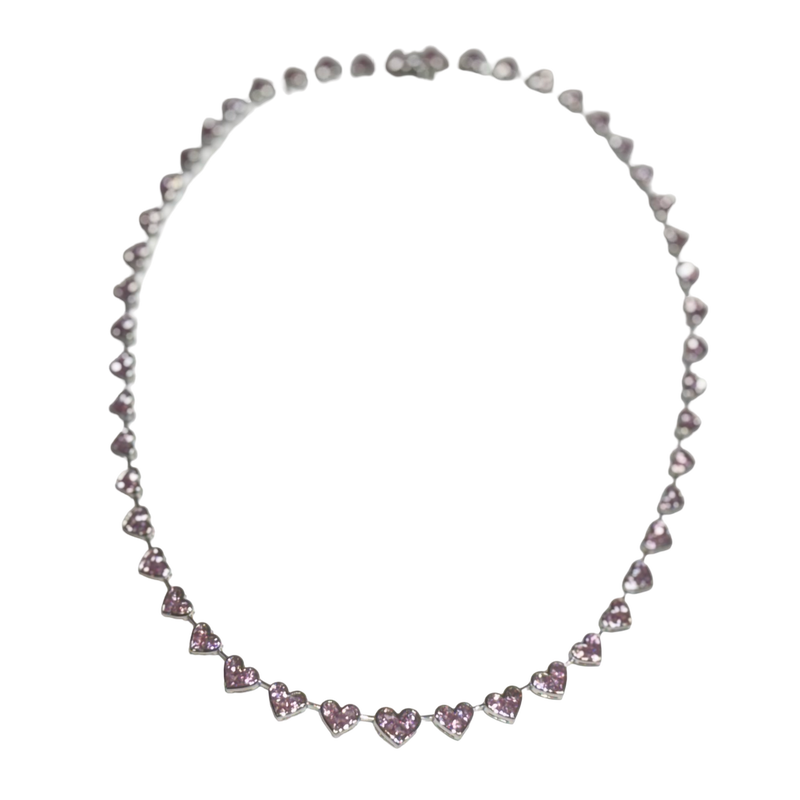 JN002/26 - Pink Sapphire Necklace Set in 14K White Gold Setting