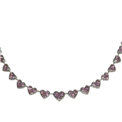 JN002/26 - Pink Sapphire Necklace Set in 14K White Gold Setting