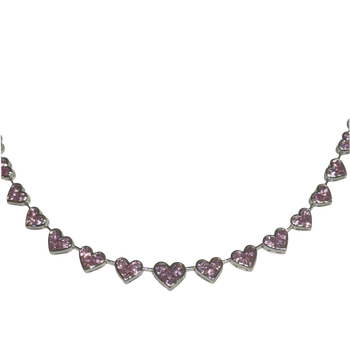 JN002/26 - Pink Sapphire Necklace Set in 14K White Gold Setting
