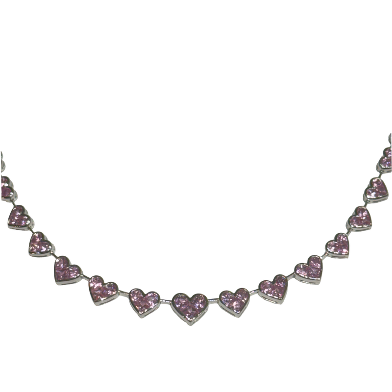 JN002/26 - Pink Sapphire Necklace Set in 14K White Gold Setting