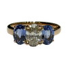 JR0275K - GIA certified Diamond with Blue Sapphire Ring set in 18K Rose Gold Setting