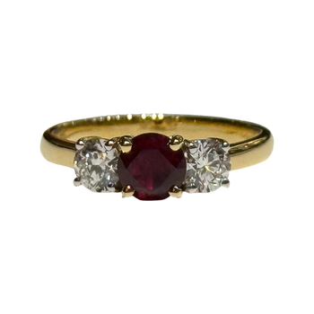 JR0279K - Ruby with Diamond Ring Set in 18K Gold Setting