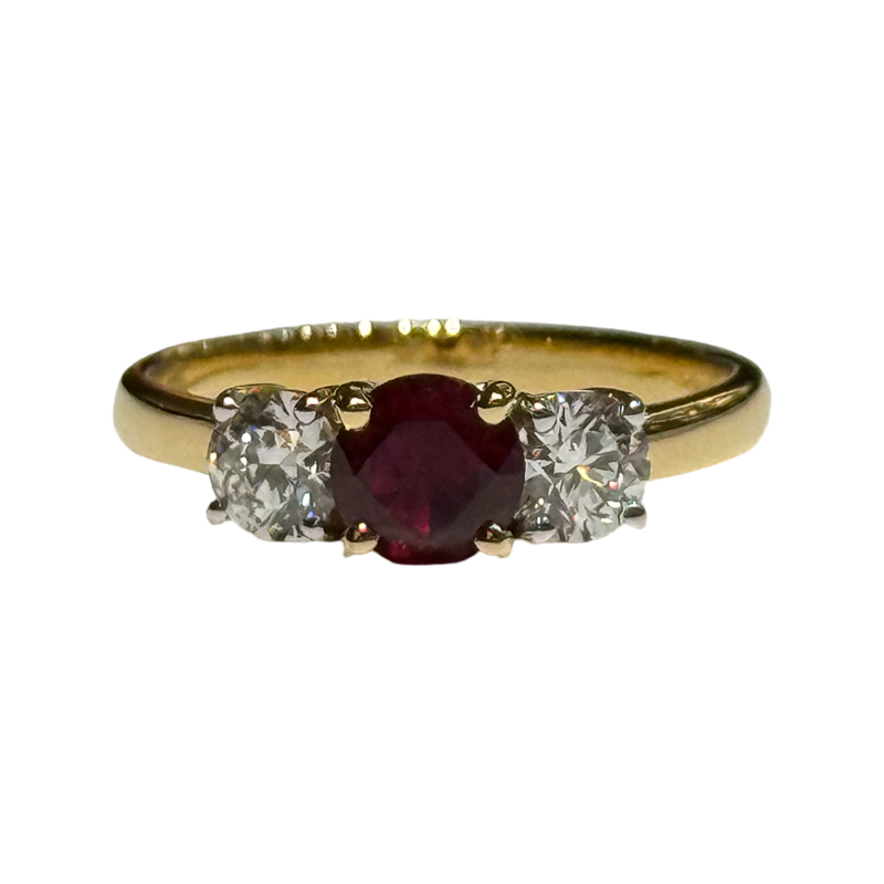 JR0279K - Ruby with Diamond Ring Set in 18K Gold Setting