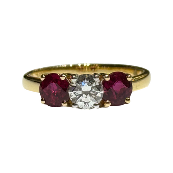 JR0280K - Diamond with Ruby Ring Set in 18K Gold Setting