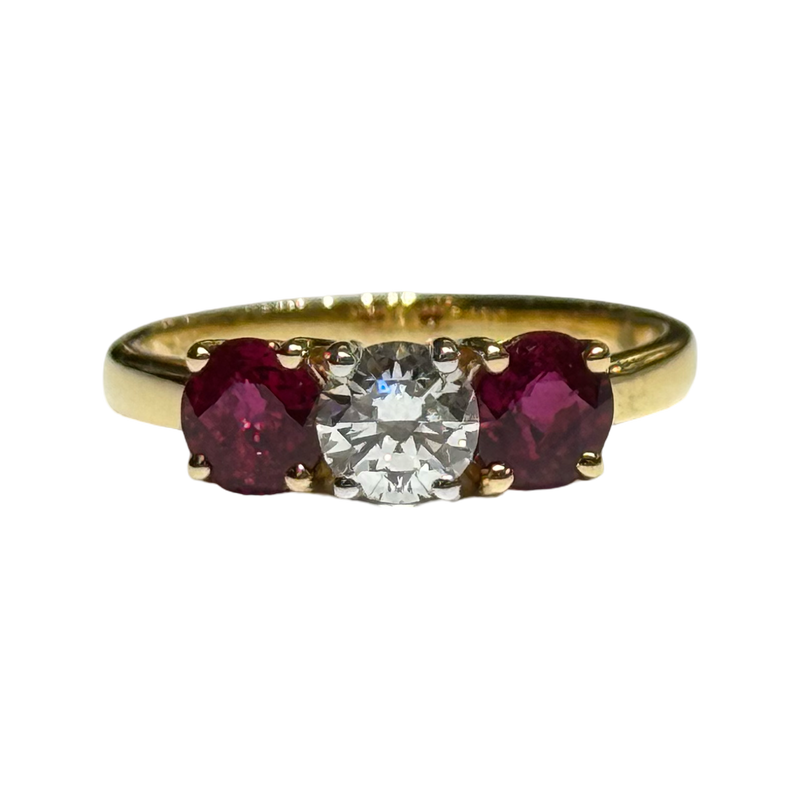 JR0280K - Diamond with Ruby Ring Set in 18K Gold Setting