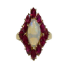 JR0283K - Marquise Opal and Ruby Ring Set in 18K Gold Setting
