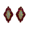 JE0192K - Marquise Opal and Ruby Earrings Set in 18K Gold Setting