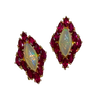 JE0192K - Marquise Opal and Ruby Earrings Set in 18K Gold Setting
