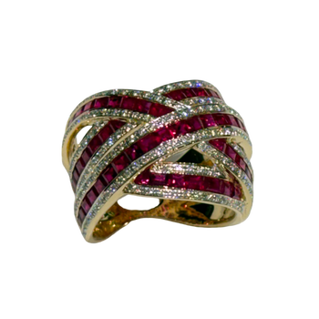 JR0284K - Ruby with Diamond Ring set in 18K Gold Setting