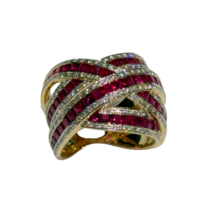 JR0284K - Ruby with Diamond Ring set in 18K Gold Setting