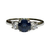 JR0277K - Blue Sapphire with Diamond Ring Set in Platinum Setting