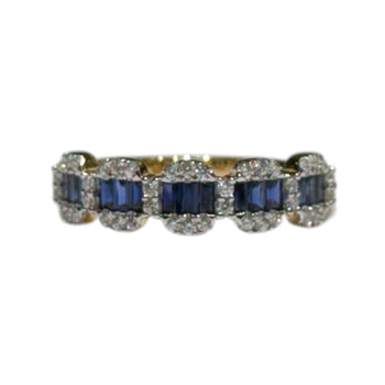 JR0287K - Blue Sapphire with Diamond Ring set in 18K Gold Setting
