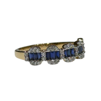 JR0287K - Blue Sapphire with Diamond Ring set in 18K Gold Setting