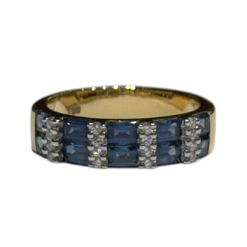 JR0288K - Blue Sapphire with Diamond Ring set in 18K Gold Setting