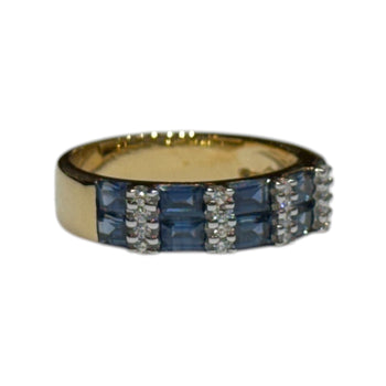JR0288K - Blue Sapphire with Diamond Ring set in 18K Gold Setting