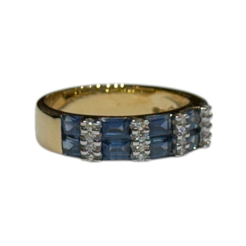 JR0288K - Blue Sapphire with Diamond Ring set in 18K Gold Setting