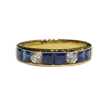 JR0290K - Blue Sapphire with Diamond Ring set in 18K Gold Setting