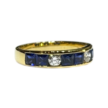 JR0290K - Blue Sapphire with Diamond Ring set in 18K Gold Setting