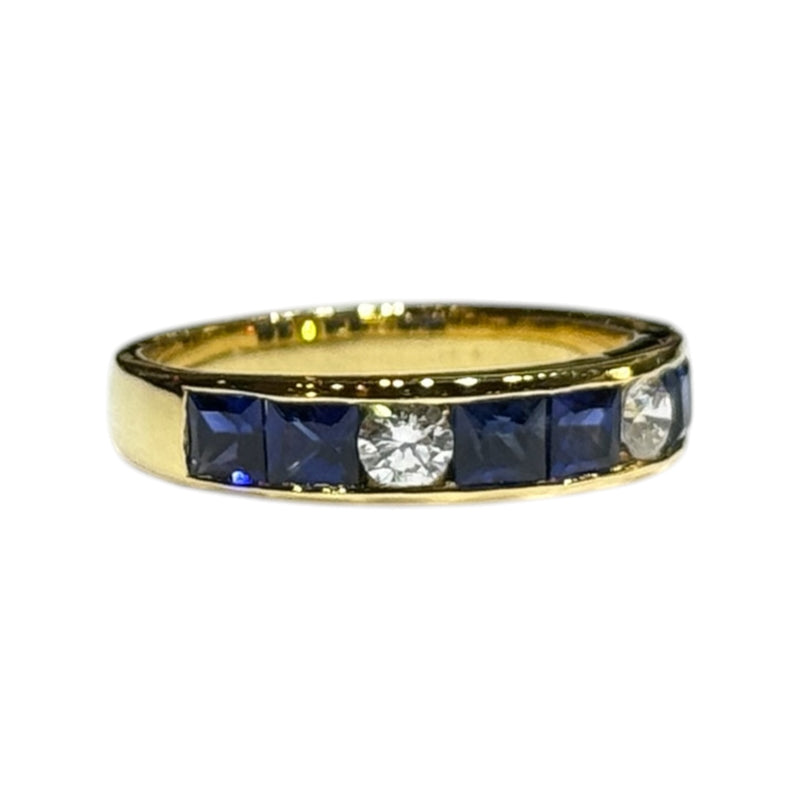 JR0290K - Blue Sapphire with Diamond Ring set in 18K Gold Setting