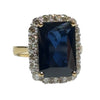 JR0289K - Emerald Cut Blue Sapphire with Diamond Ring set in 18K Gold Setting