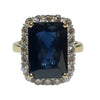 JR0289K - Emerald Cut Blue Sapphire with Diamond Ring set in 18K Gold Setting