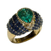JR0292K - Pear Shape Emerald, Blue Sapphire and Diamond Ring Set in 18K Gold Setting