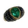 JR0292K - Pear Shape Emerald, Blue Sapphire and Diamond Ring Set in 18K Gold Setting