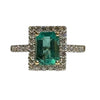 JR0293K - Emerald with Halo Diamond Ring Set in 18K Gold Setting