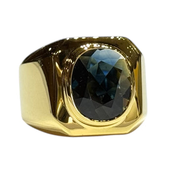 JR0295K - Blue Sapphire Men’s Ring Set in 18K Gold Setting