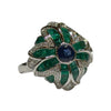 JR0298K - Blue Sapphire, Emerald, and Diamond Ring Set in 18K Gold Setting