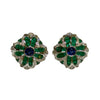 JE0194K - Blue Sapphire, Emerald, and Diamond Earrings Set in 18K Gold Setting