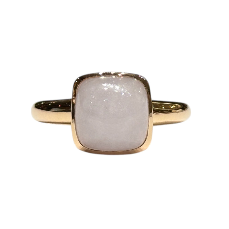 JR0302K - Cushion Lavender Jade Ring Set in 18K Rose Gold Setting