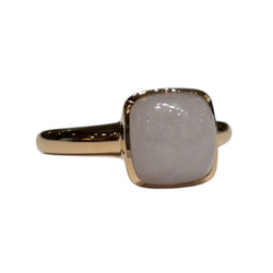 JR0302K - Cushion Lavender Jade Ring Set in 18K Rose Gold Setting