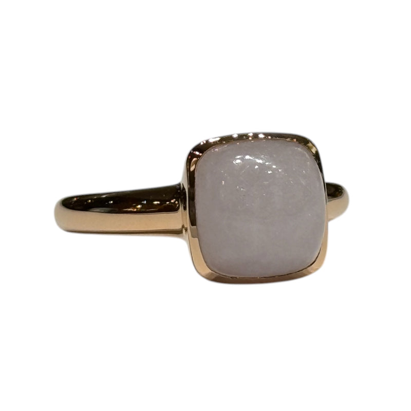 JR0302K - Cushion Lavender Jade Ring Set in 18K Rose Gold Setting