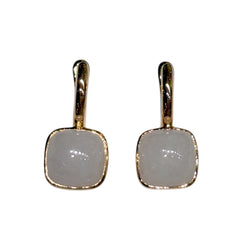 JE0190K - Cushion Lavender Jade Earrings Set in 18K Rose Gold Setting