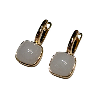 JE0190K - Cushion Lavender Jade Earrings Set in 18K Rose Gold Setting