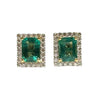 JE0193K - Emerald with Halo Diamond Earrings Set in 18K Gold Setting