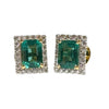 JE0193K - Emerald with Halo Diamond Earrings Set in 18K Gold Setting