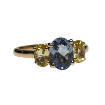 JR0303K - Blue and Yellow Sapphire Ring Set in 18K Rose Gold Setting