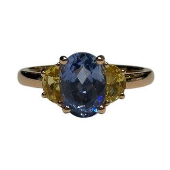 JR0304K - Blue and Yellow Sapphire Ring Set in 18K Rose Gold Setting