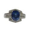 JR0307K - Blue Sapphire with Diamond Ring Set in 18K White Gold Setting