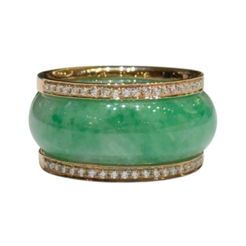 JR0308K - Jadeite with Diamond Jacket Ring Set in 18K Rose Gold Setting